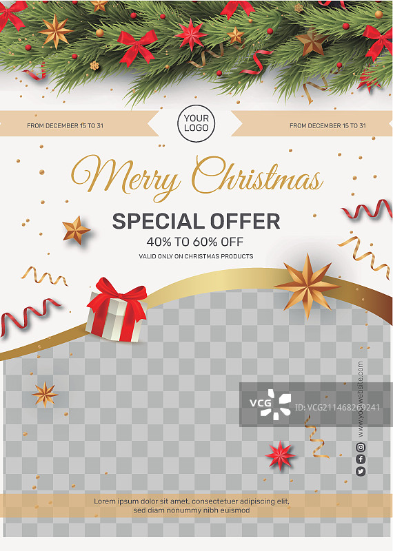 圣诞节促销宣传单A5竖版图片素材