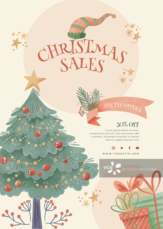 圣诞节促销宣传海报A4图片素材