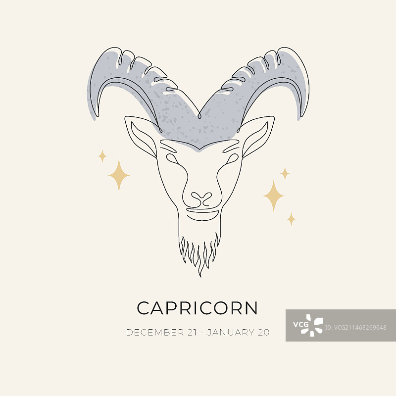 手绘扁平风格摩羯座标志图片素材