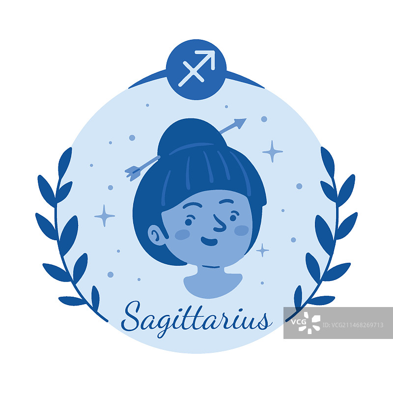 手绘扁平风射手座标志图片素材