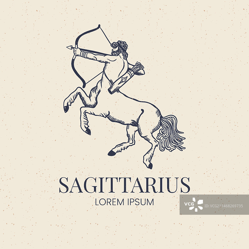 手绘扁平风射手座标志图片素材