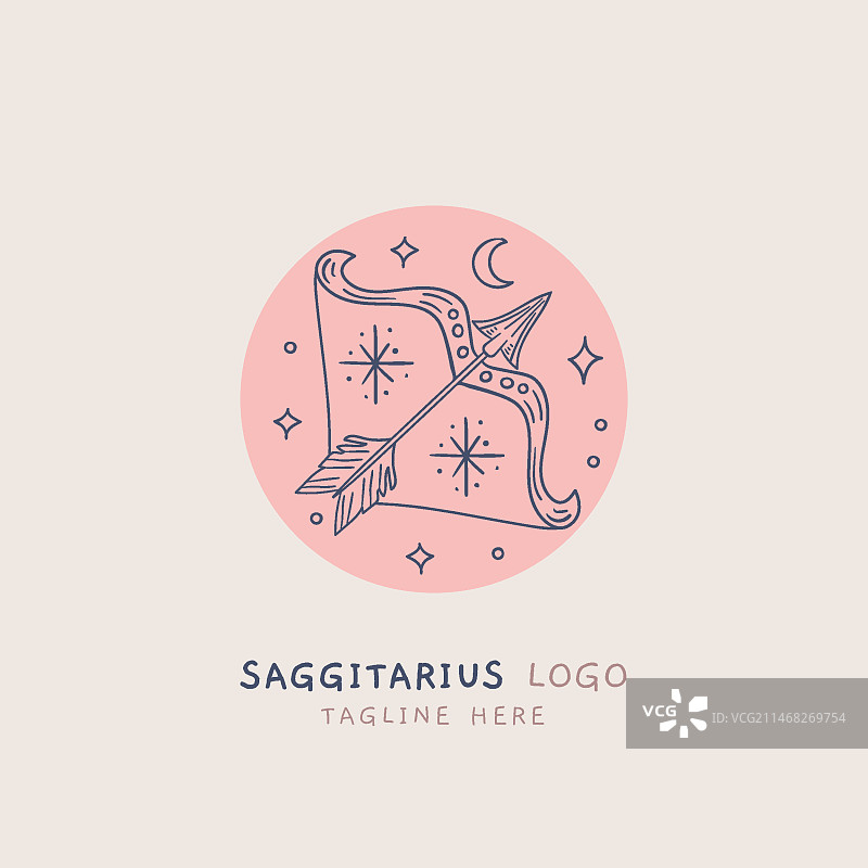 手绘扁平风射手座标志图片素材