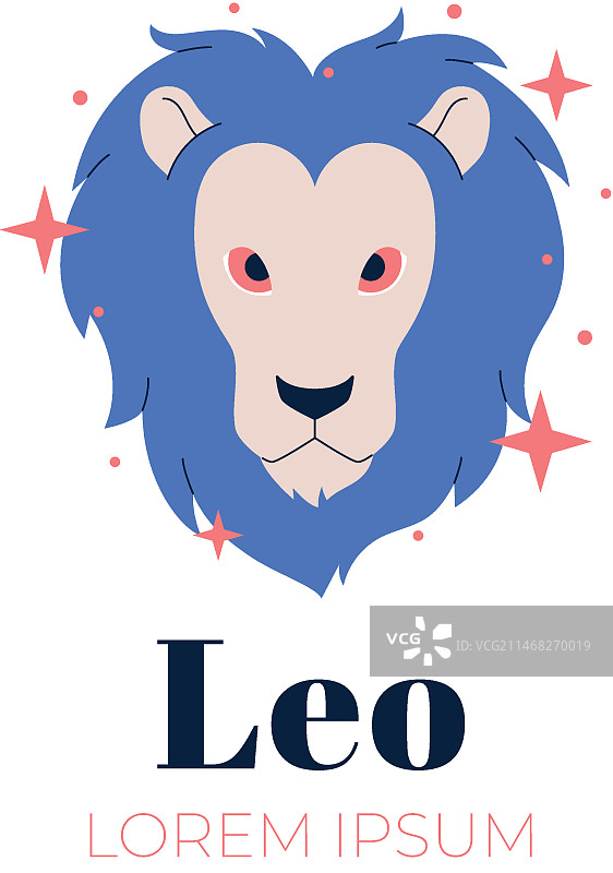 手绘扁平风格狮子座标志图片素材