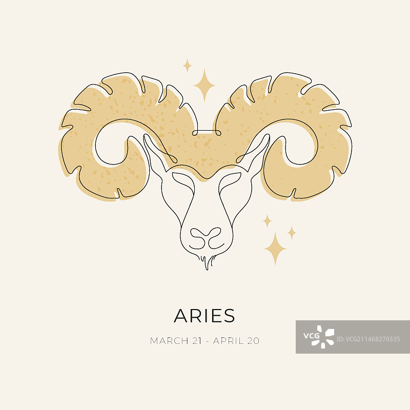 手绘扁平风格白羊座标志图片素材