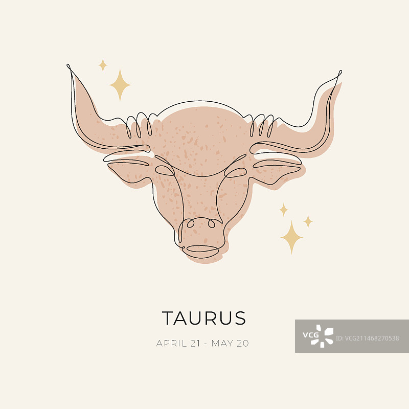 手绘扁平风格金牛座标志模板图片素材