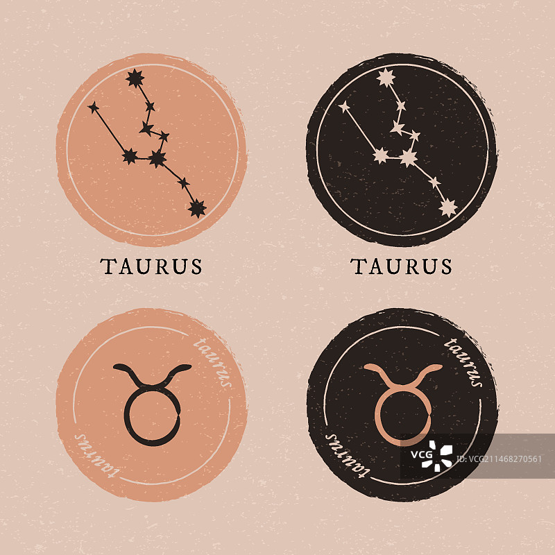 手绘扁平风格金牛座标志模板图片素材