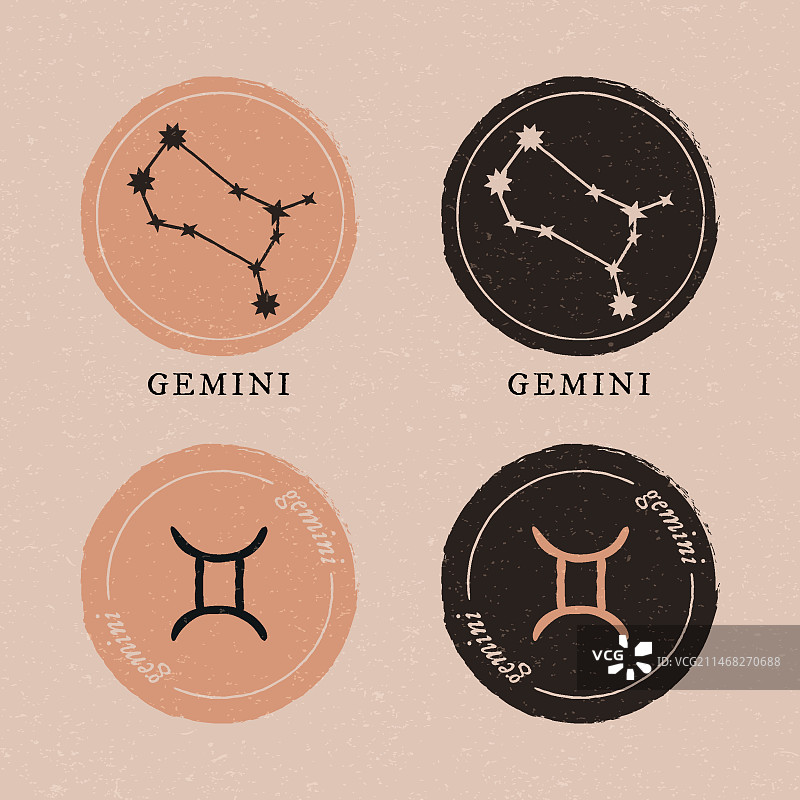 手绘扁平风双子座标志模板图片素材