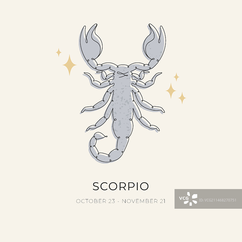 手绘扁平风天蝎座logo模板图片素材