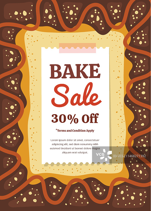 手绘扁平风烘焙义卖宣传单模板图片素材