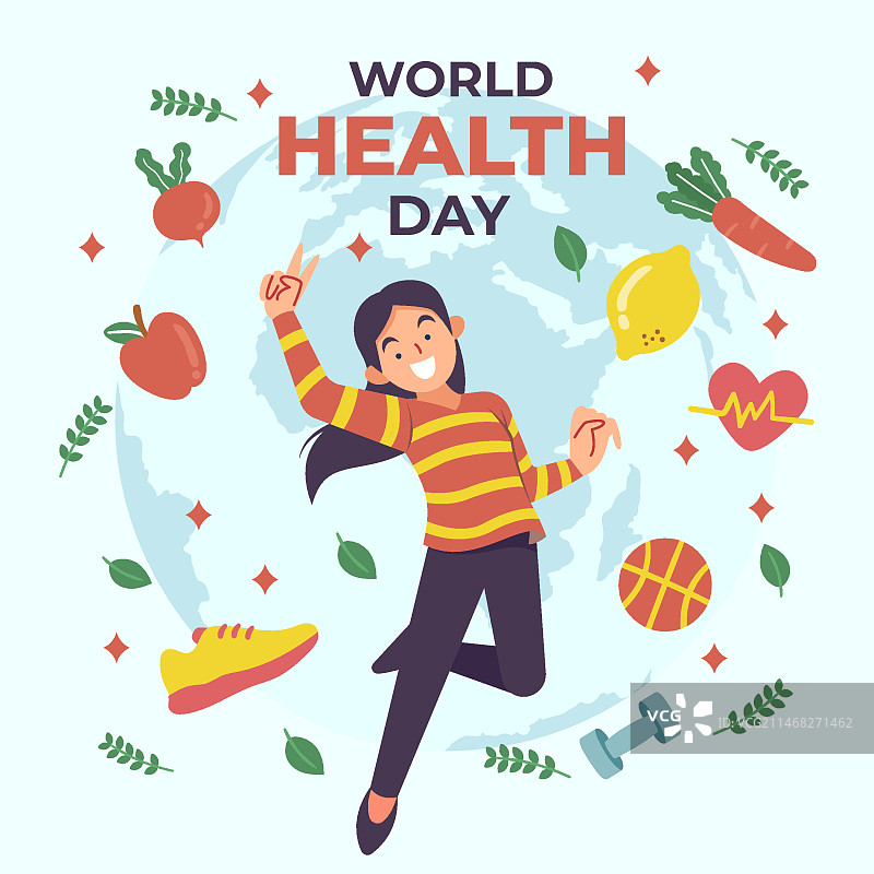 世界健康日扁平风插画图片素材
