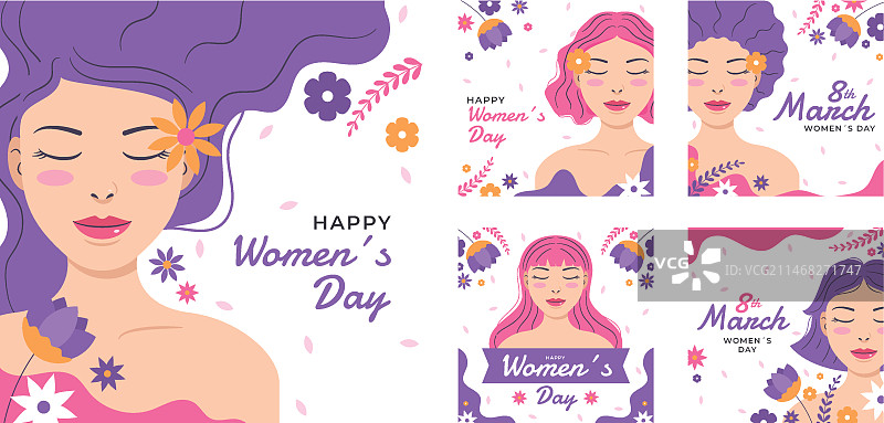 妇女节庆祝活动扁平风Instagram帖子合集图片素材