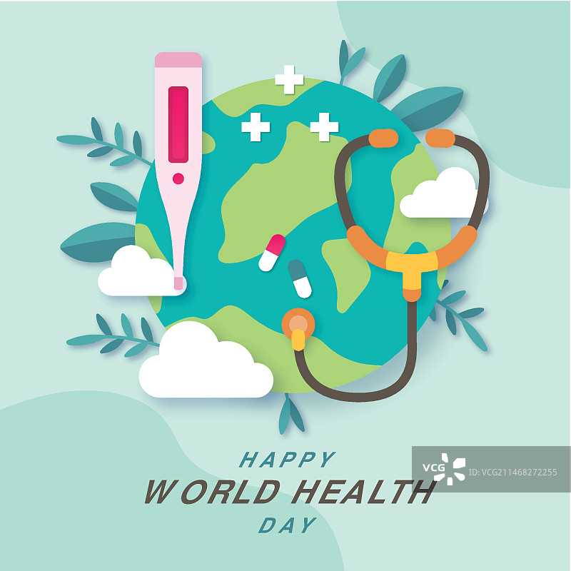 纸风格世界健康日插画图片素材