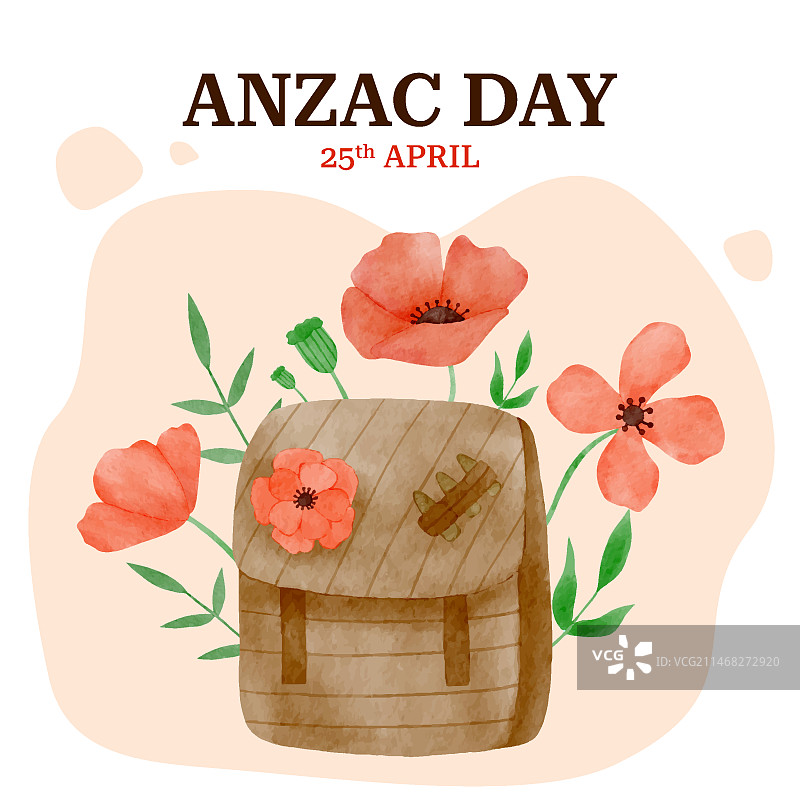 水彩澳新军团日插画图片素材