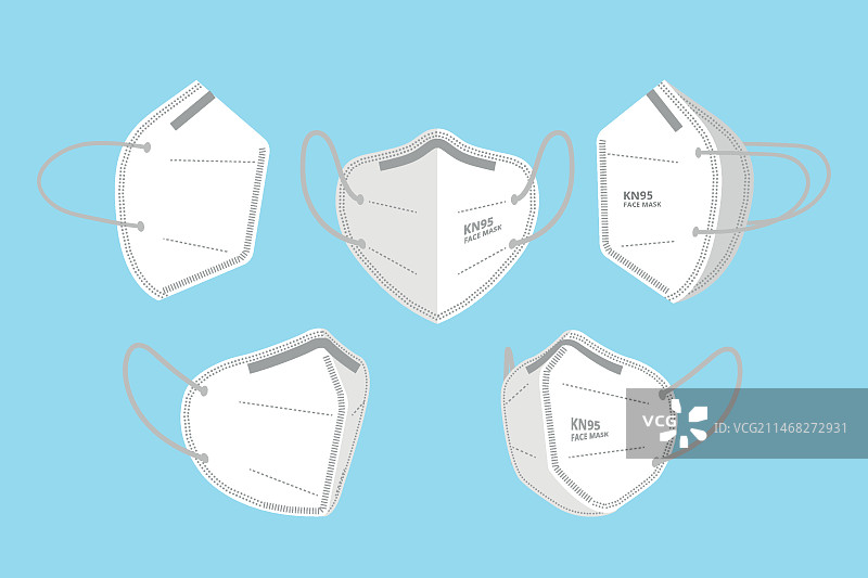 不同角度的KN95口罩图片素材