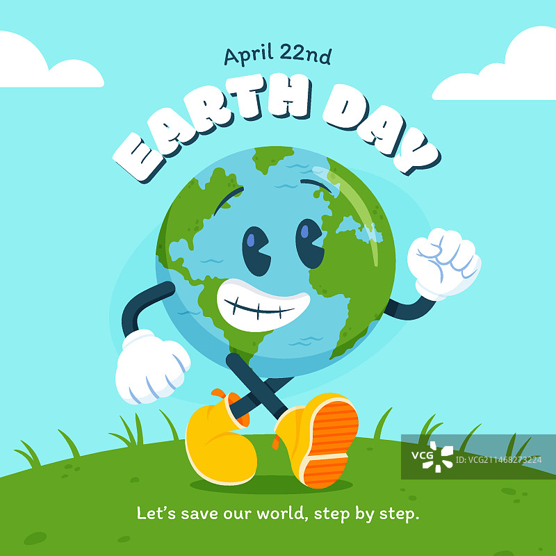 世界地球日庆祝活动扁平插画图片素材