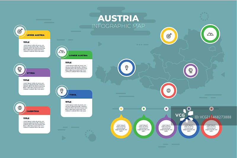 奥地利地图信息图表扁平模板图片素材