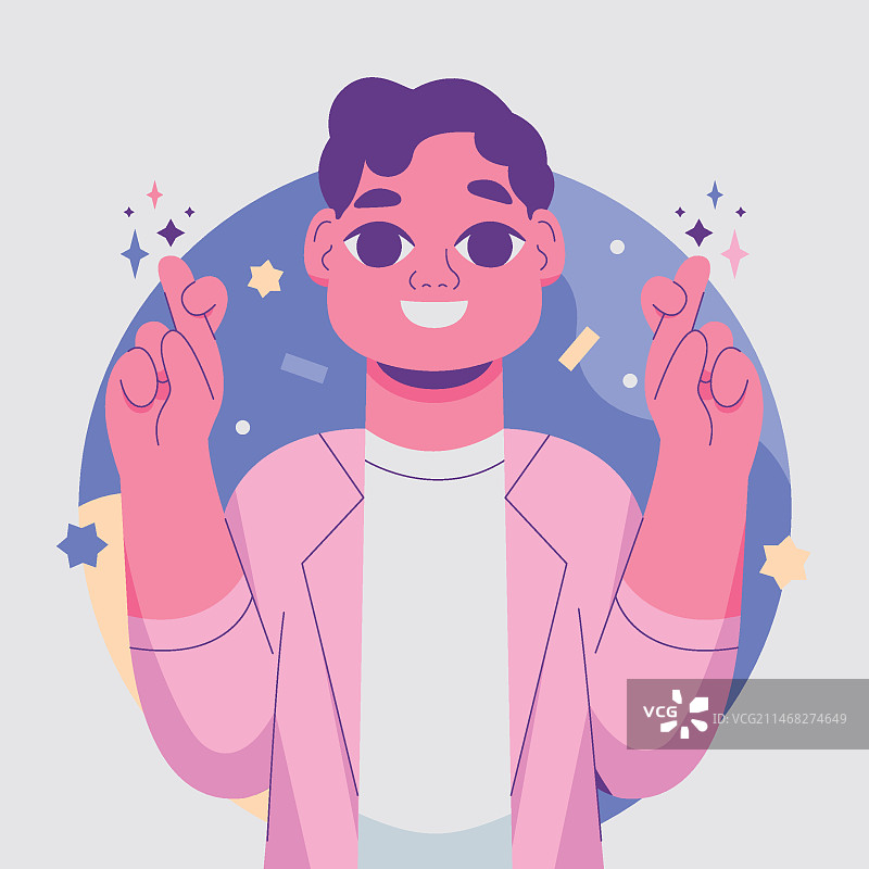 手绘交叉手指插画图片素材