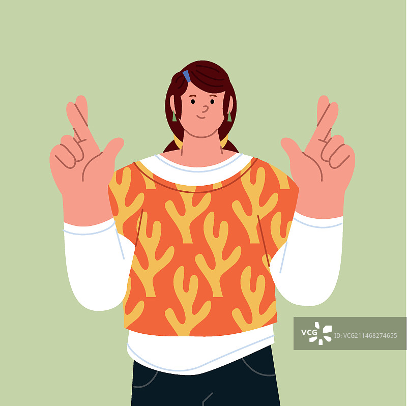 手绘交叉手指插画图片素材