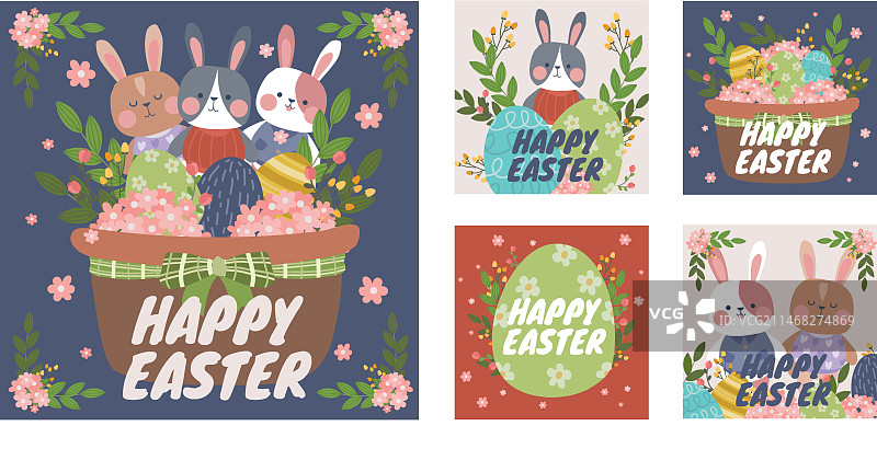 手绘复活节Instagram帖子合集图片素材