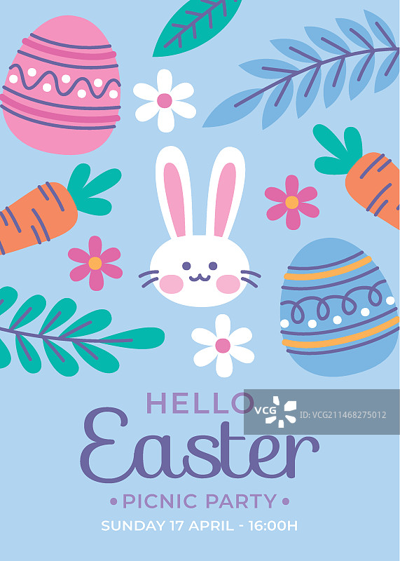 手绘复活节竖版海报模板图片素材