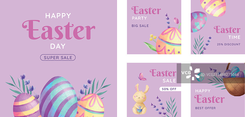 水彩复活节Instagram帖子合集图片素材