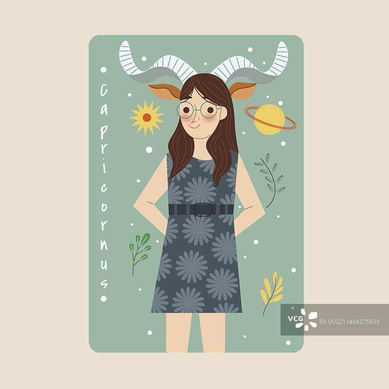 扁平风格摩羯座标志模板图片素材