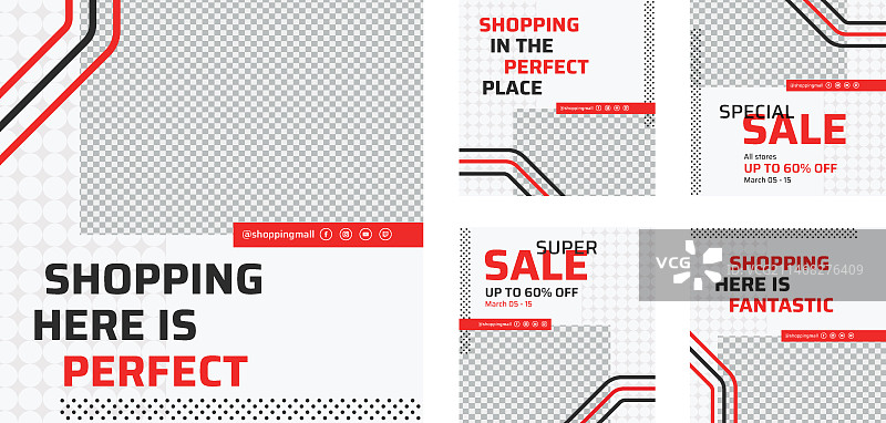 扁平风格购物中心设计模板图片素材