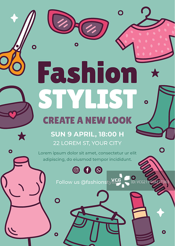 扁平风格时尚造型师模板图片素材