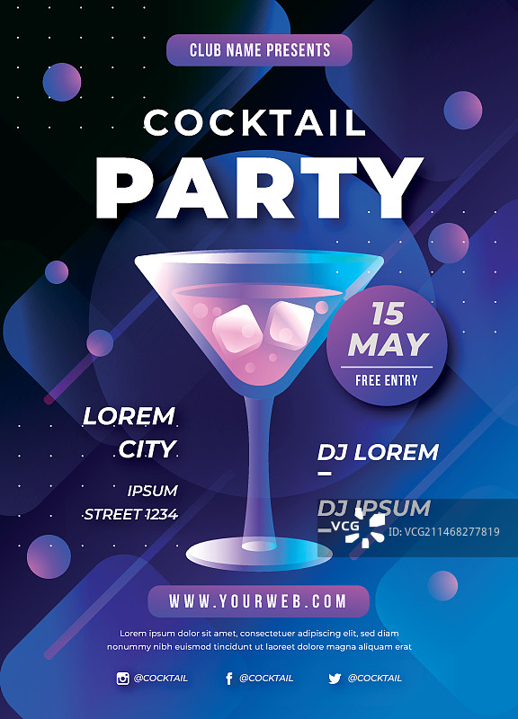 渐变鸡尾酒宣传单设计图片素材