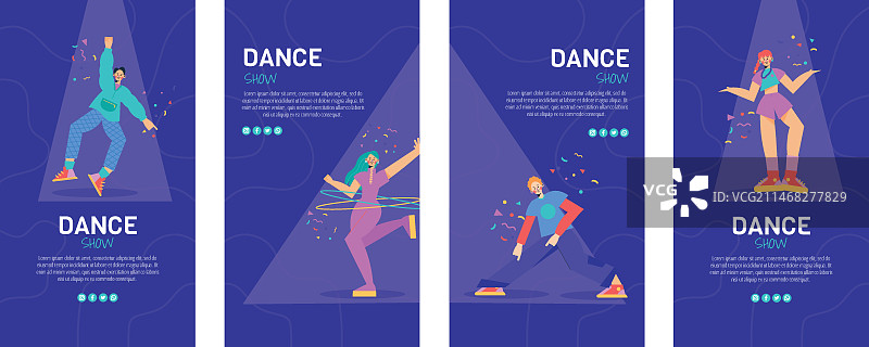 扁平风格舞蹈表演Instagram快拍合集图片素材