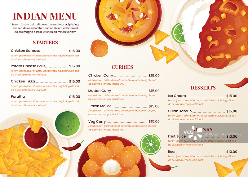 渐变印度菜单模板图片素材