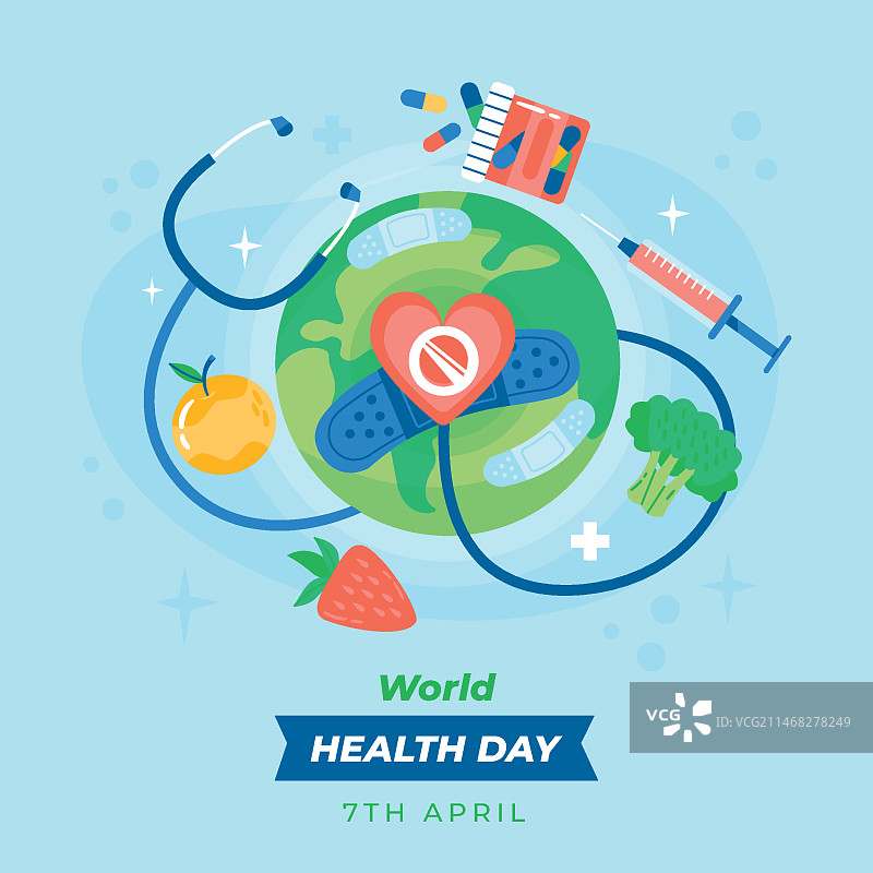 世界健康日扁平风插画图片素材