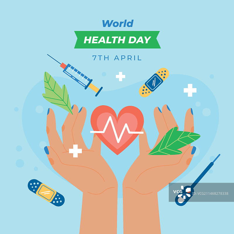 世界健康日扁平风插画图片素材