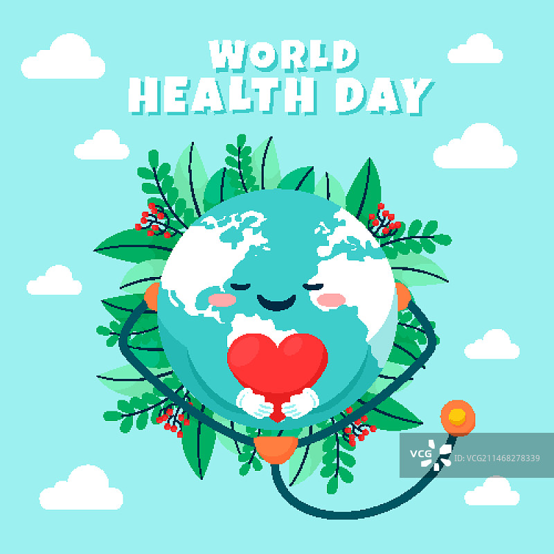 世界健康日扁平风插画图片素材