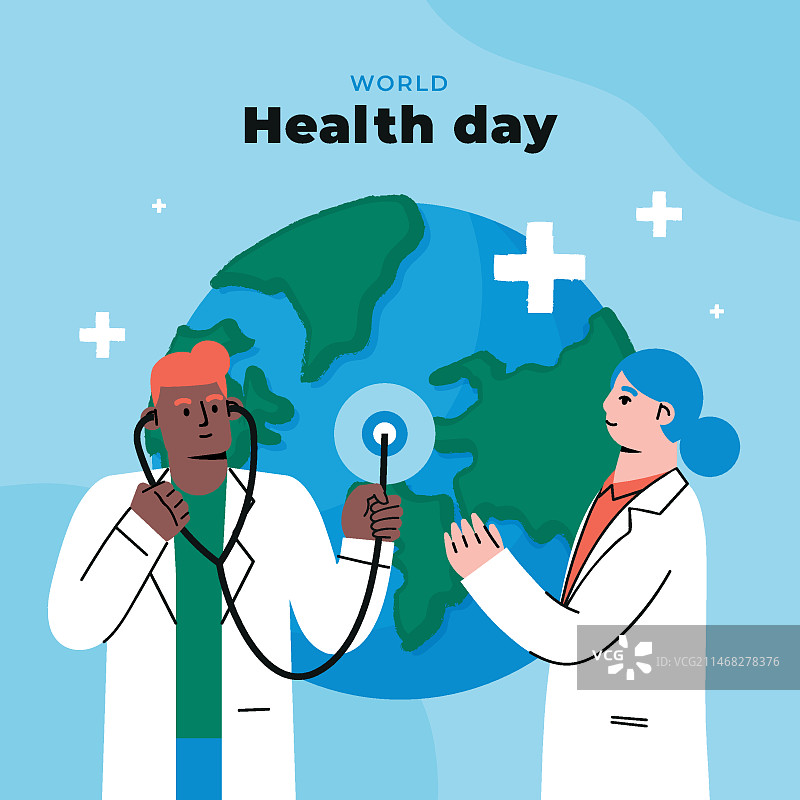 世界健康日扁平风插画图片素材