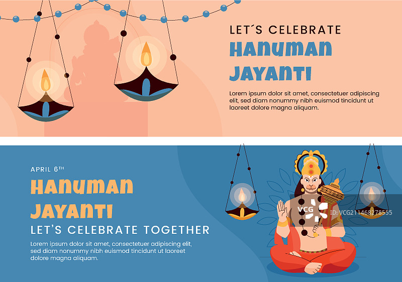 扁平哈努曼节横幅模板图片素材