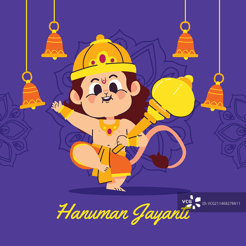 哈奴曼节扁平插画图片素材