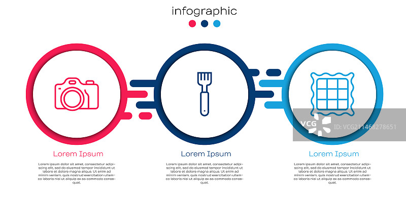 相机、叉子和格子餐巾图片素材