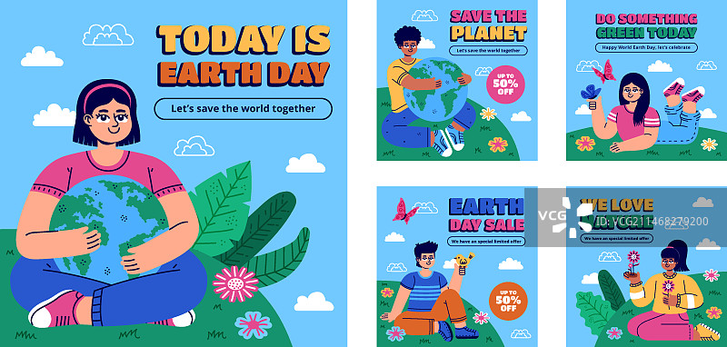 地球日庆祝活动Instagram帖子合集图片素材
