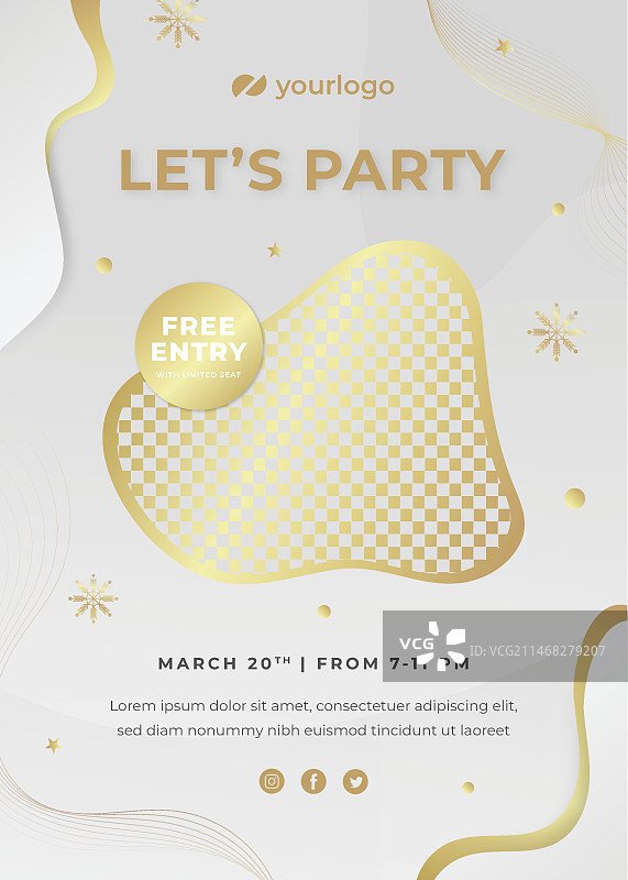 奢华渐变白色派对竖版海报模板图片素材