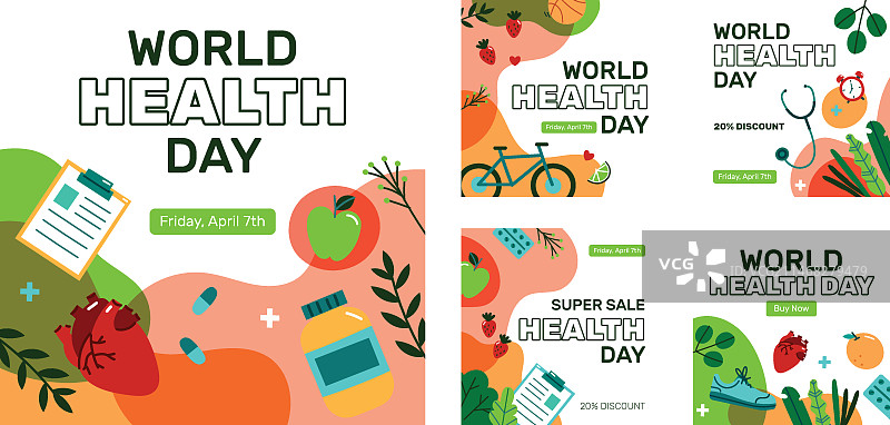 世界健康日庆祝活动Instagram帖子合集图片素材