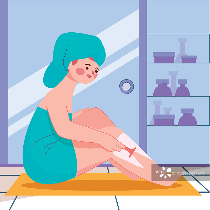 手绘女士剃须插画图片素材