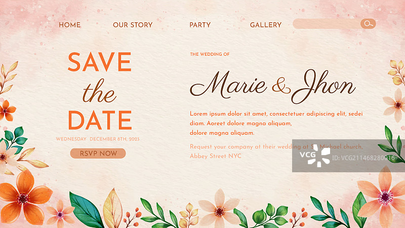 婚礼登录页面模板设计图片素材