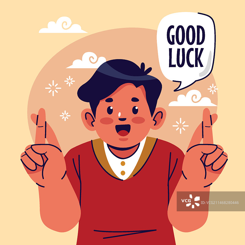 手绘交叉手指插画图片素材