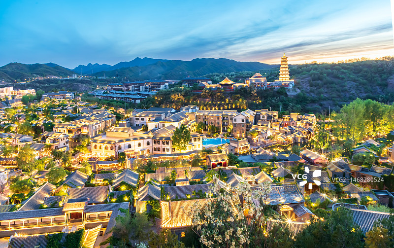 俯瞰古北水镇~夜景图片素材