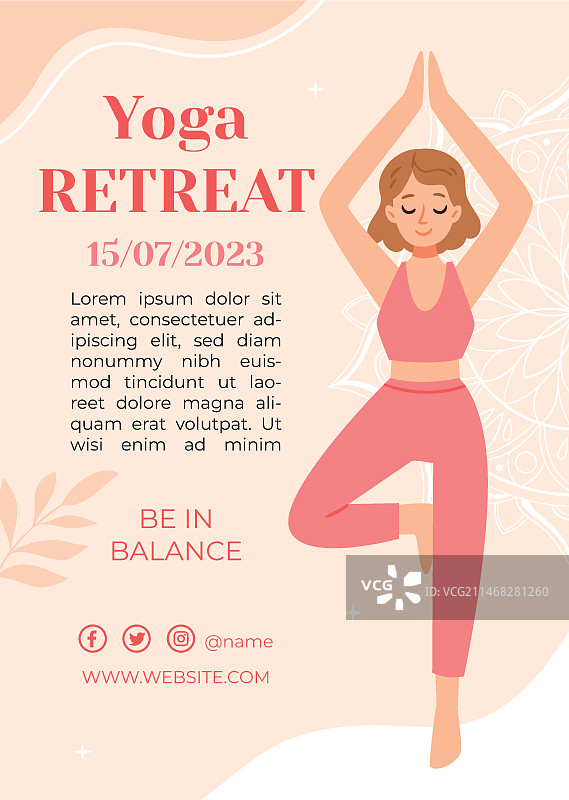 瑜伽静修海报模板图片素材