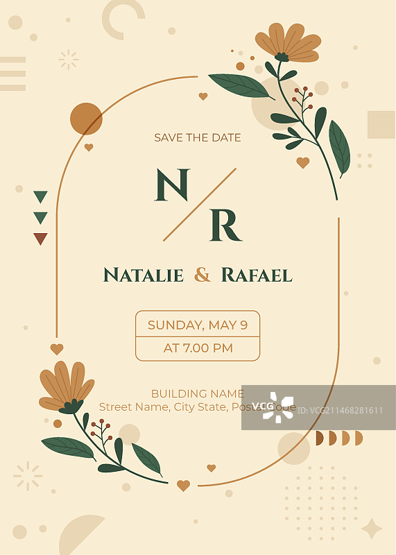 婚礼请柬模板设计图片素材