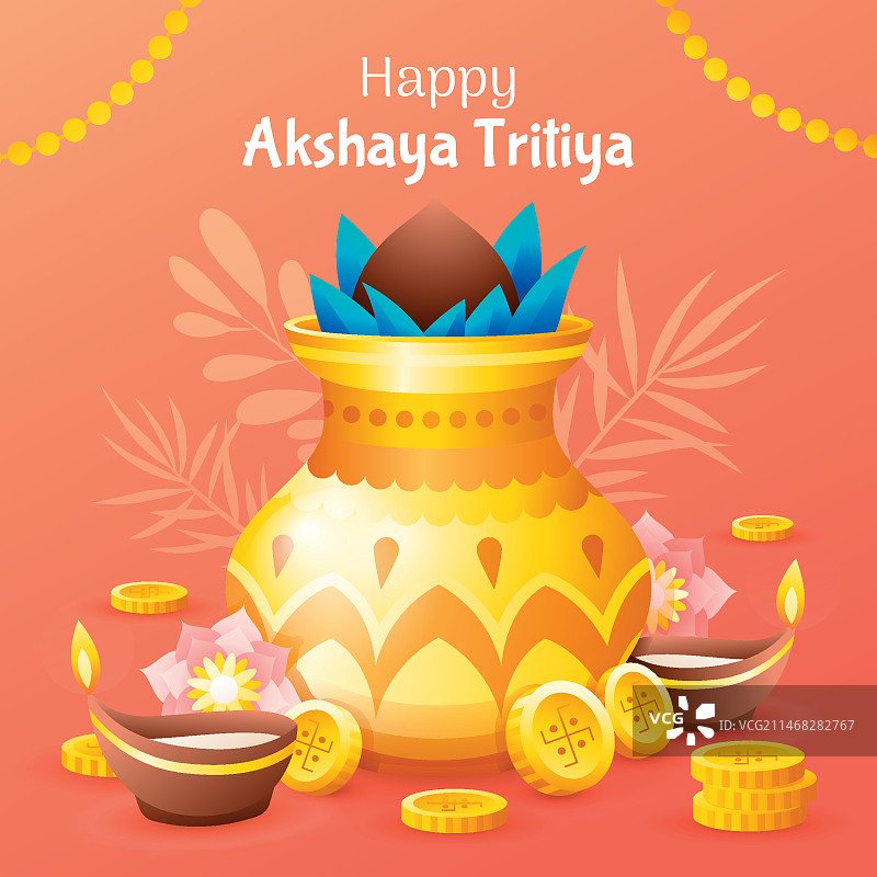 阿克沙亚节庆祝渐变插画图片素材