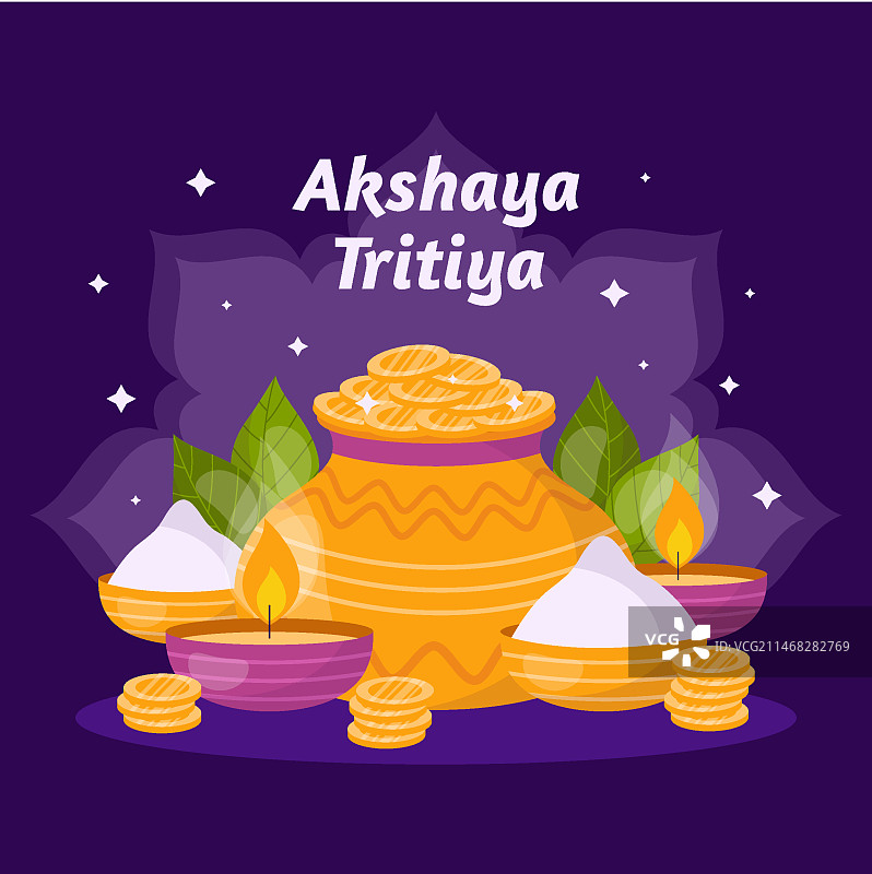 阿克沙亚·帝里提亚节扁平插画图片素材