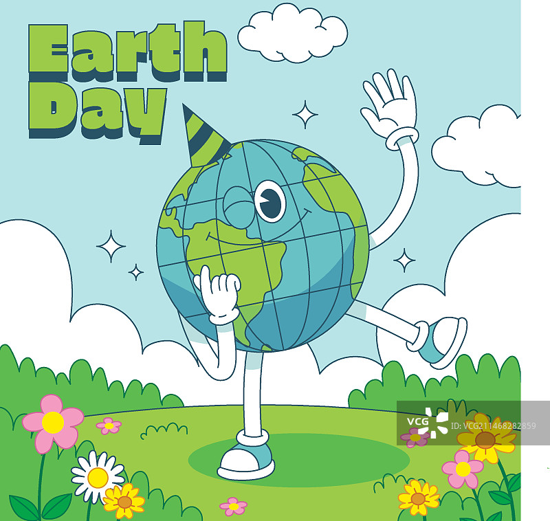 手绘地球日庆祝插画图片素材